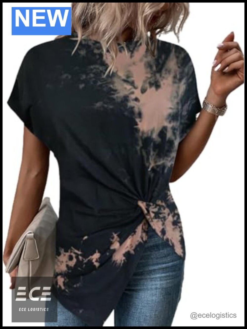 Remidoo Asymmetrical Twist Front Short Sleeve T-Shirt